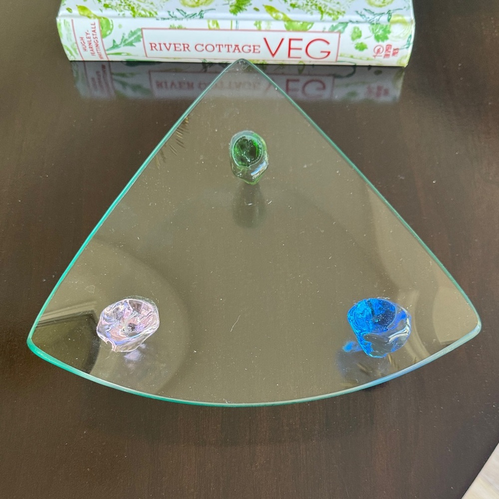 Glass Triangle Tray with Colorful Feet